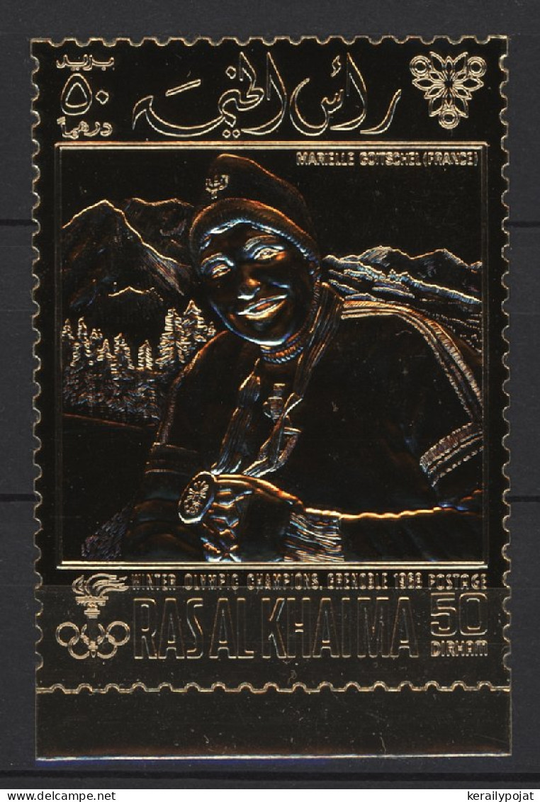 Ras Al Khaima - 1968 Winter Olympics Grenoble Gold Stamp MNH__(TH-24263) - Ra's Al-Chaima