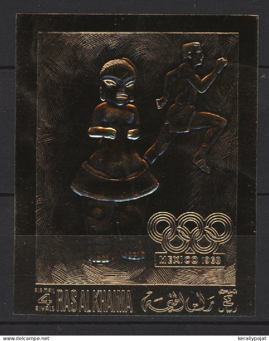 Ras Al Khaima - 1968 Summer Olympics Mexico Gold Stamp IMPERFORATE MNH__(TH-24267) - Ra's Al-Chaima