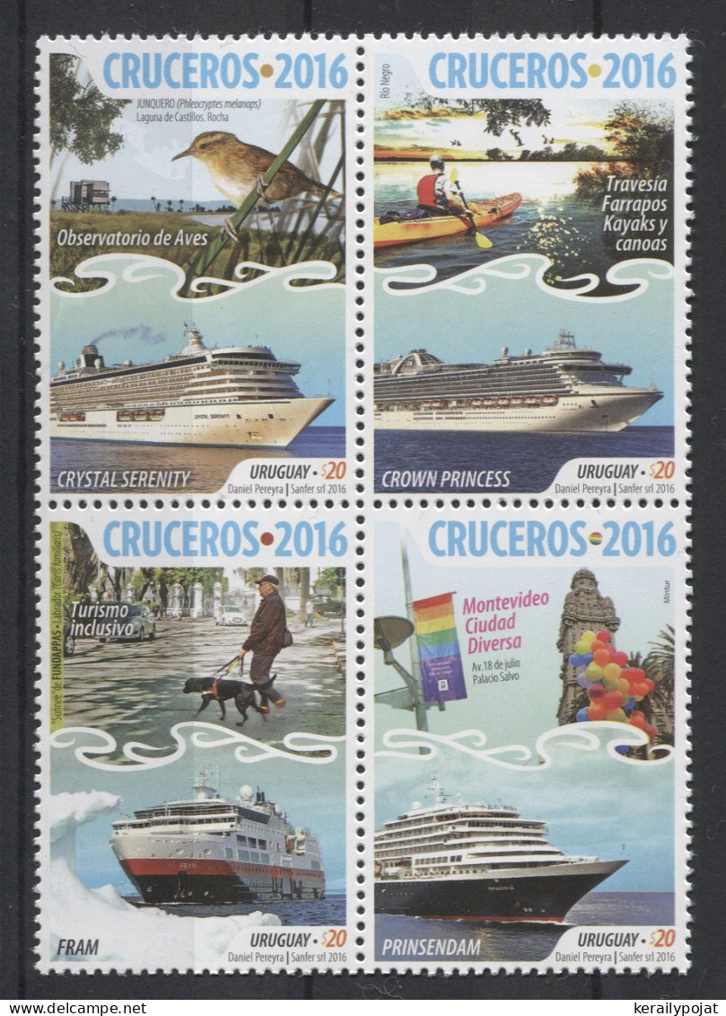 Uruguay - 2016 Cruise Ships Block Of Four MNH__(TH-26157) - Uruguay