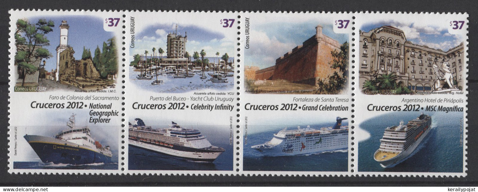 Uruguay - 2012 Cruise Ships In Montevideo Strip MNH__(TH-26475) - Uruguay