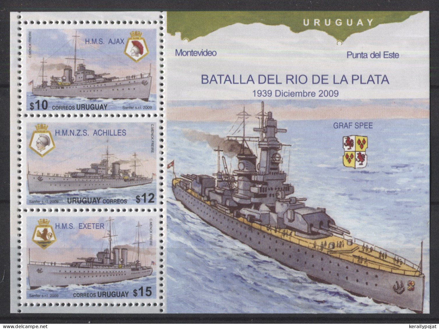 Uruguay - 2009 Battle Off The Río De La Plata Block MNH__(TH-26490) - Uruguay