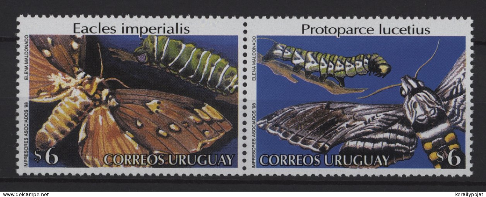 Uruguay - 1998 Native Moths Pair MNH__(TH-27330) - Uruguay