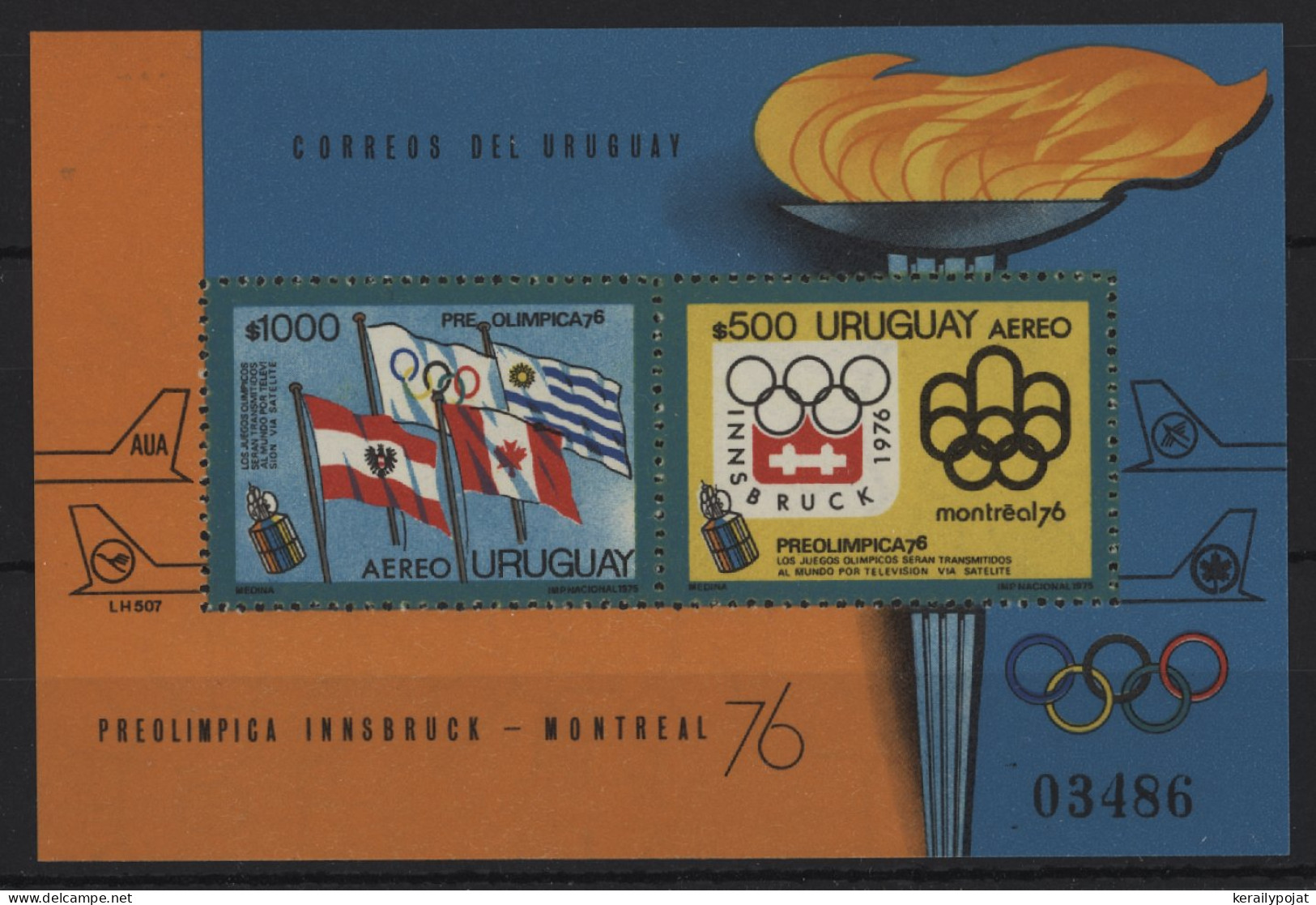 Uruguay - 1975 Olympic Games 1976 Block (2) MNH__(TH-24312) - Uruguay