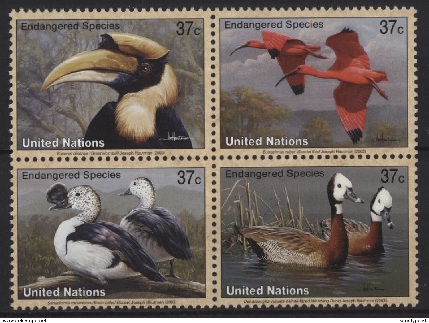 United States (UN New-York) - 2003 Birds Block Of Four MNH__(TH-27250) - Hojas Y Bloques