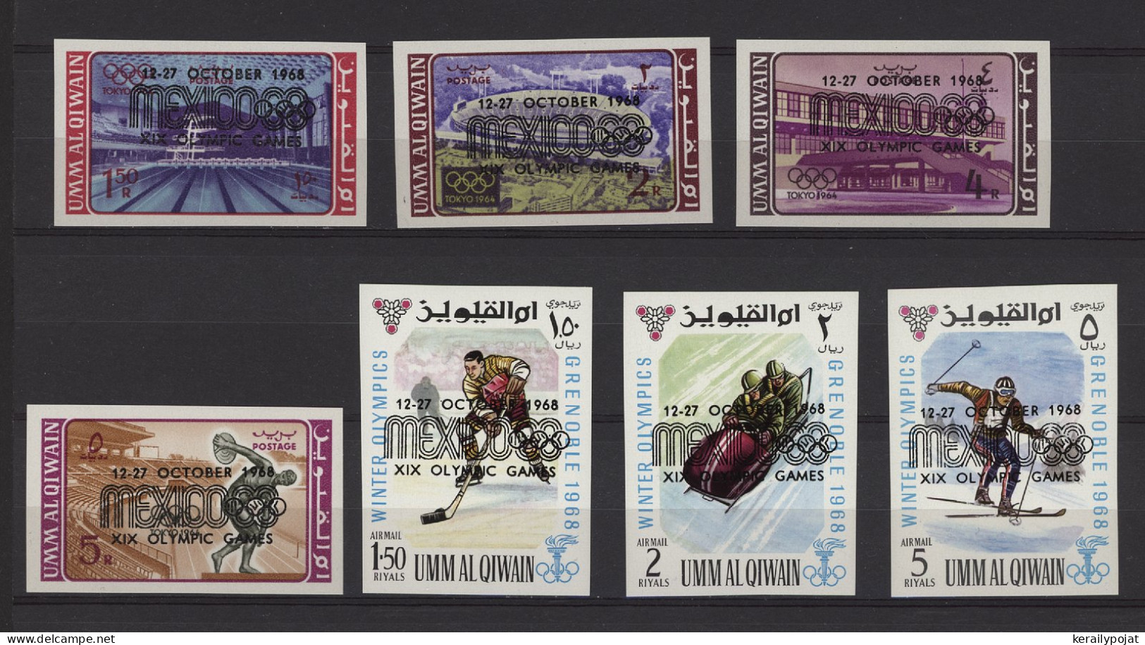 Umm Al Qiwain - 1968 Summer Olympics Mexico Overprints IMPERFORATE MNH__(TH-24237) - Umm Al-Qiwain