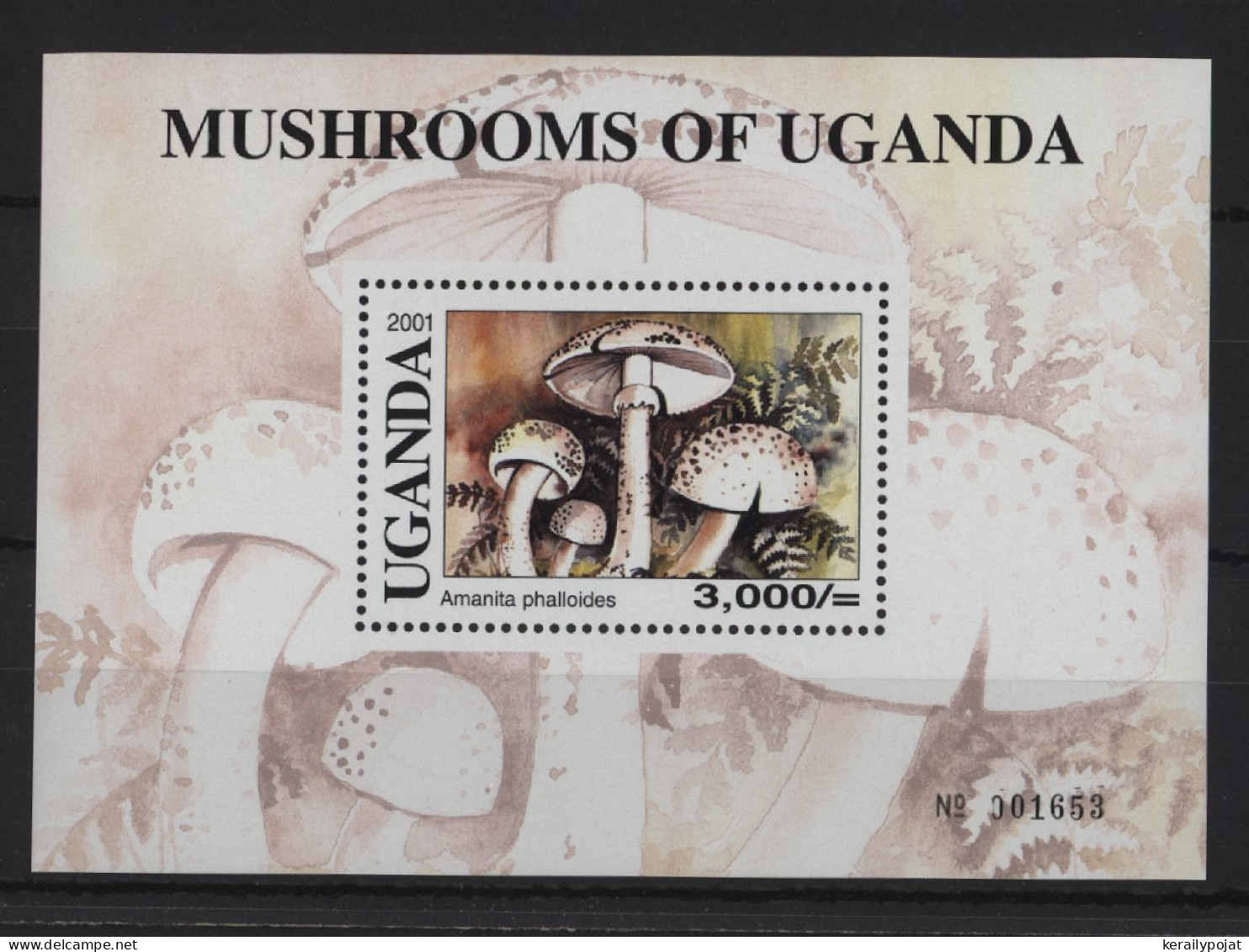 Uganda - 2001 Mushrooms Block (1) MNH__(TH-24408) - Ouganda (1962-...)