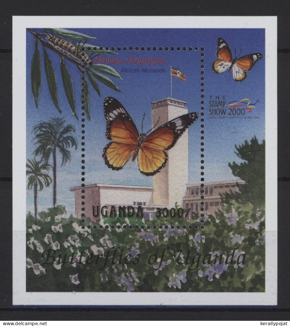 Uganda - 2000 Native Butterflies Block (1) MNH__(TH-26879) - Ouganda (1962-...)