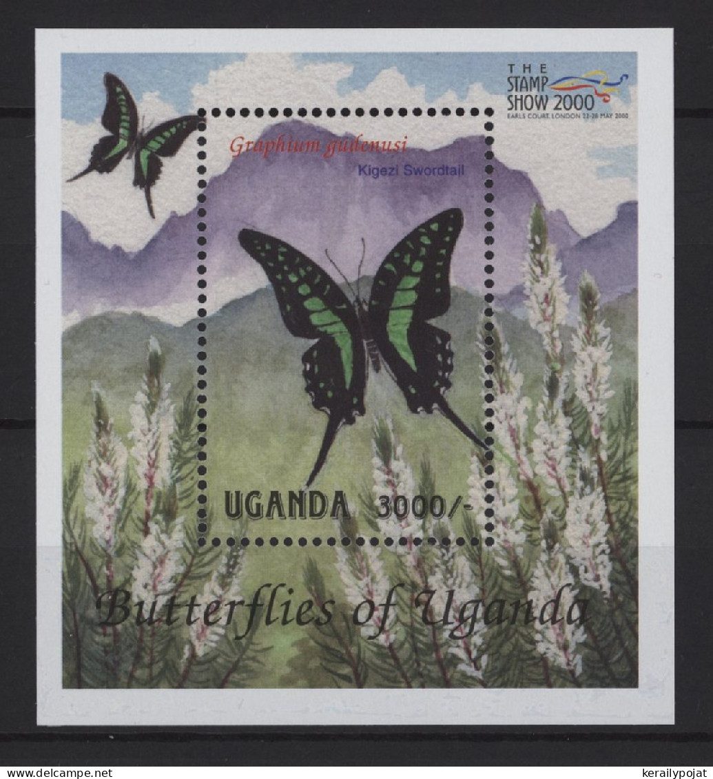 Uganda - 2000 Native Butterflies Block (2) MNH__(TH-26880) - Ouganda (1962-...)