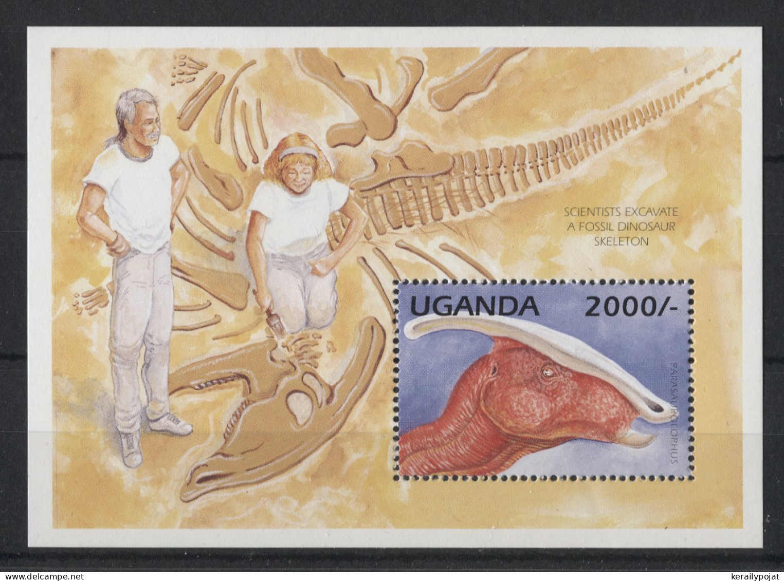 Uganda - 1995 Prehistoric Animals Block (2) MNH__(TH-23046) - Ouganda (1962-...)