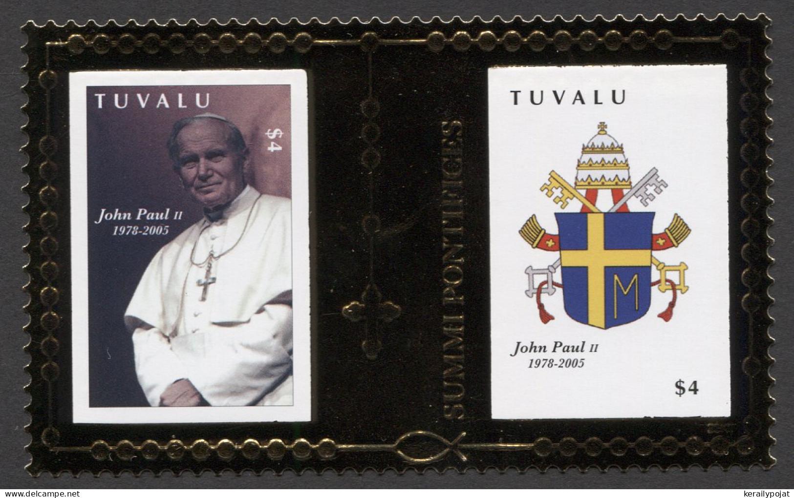 Tuvalu - 2010 Popes Gold Stamps Block (1) MNH__(TH-23617) - Tuvalu