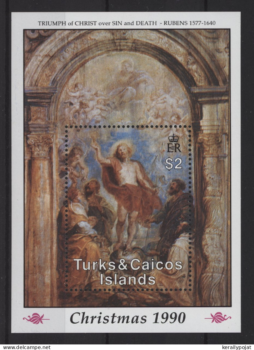 Turks And Caicos - 1990 Christmas Block (2) MNH__(TH-26612) - Turks- En Caicoseilanden