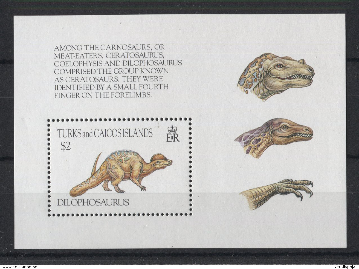 Turks And Caicos - 1993 Prehistoric Animals Block (2) MNH__(TH-23042) - Turks & Caicos