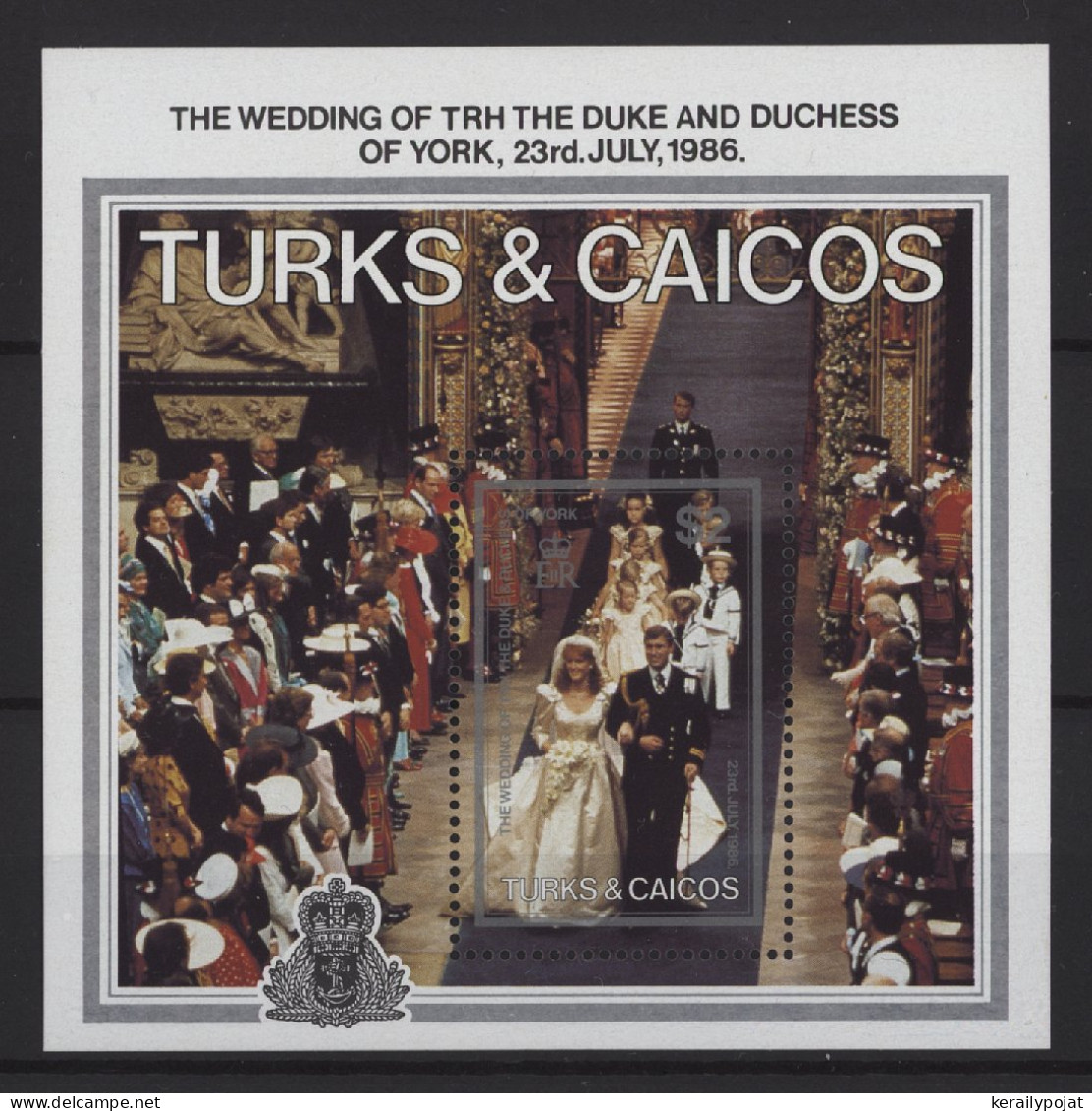 Turks And Caicos - 1986 Prince Andrew Block MNH__(TH-26614) - Turcas Y Caicos