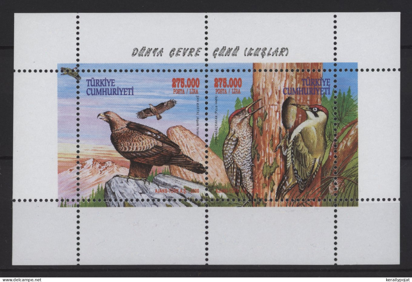 Turkey - 2000 Birds Block (1) MNH__(TH-27244) - Blokken & Velletjes