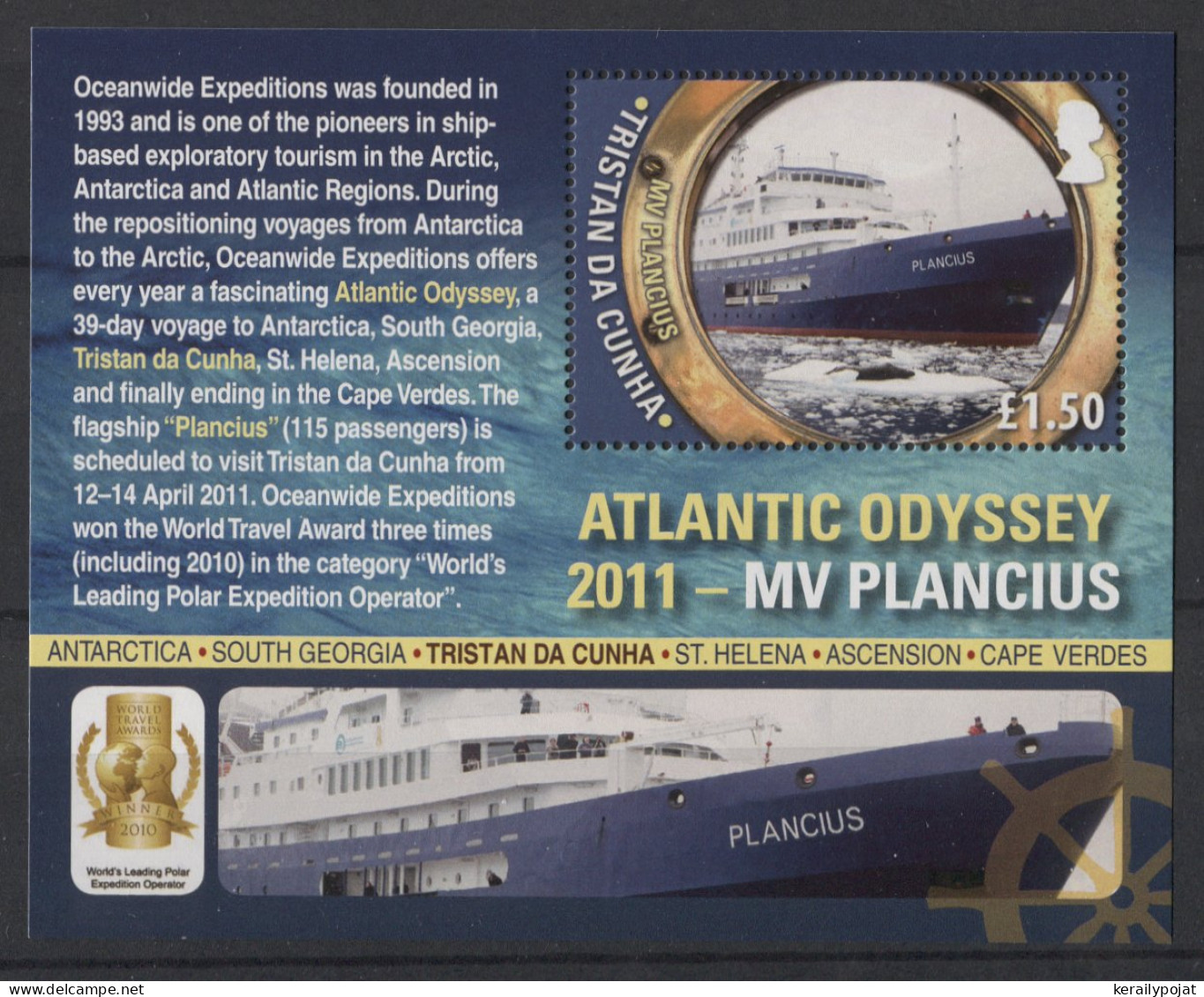 Tristan Da Cunha - 2011 Cruise Ship Plancius Block MNH__(TH-26554) - Tristan Da Cunha