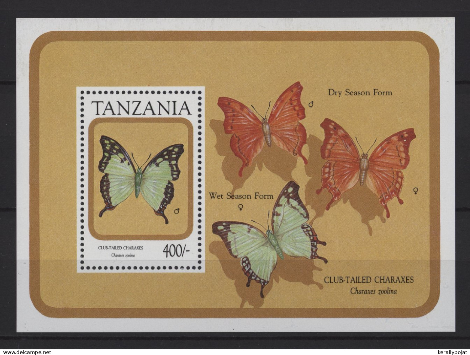 Tanzania - 1991 Butterflies Block (1) MNH__(TH-26870) - Tanzania (1964-...)