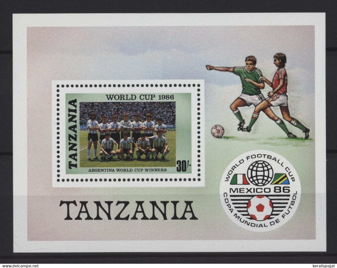 Tanzania - 1986 Soccer World Cup Block MNH__(TH-27769) - Tanzania (1964-...)