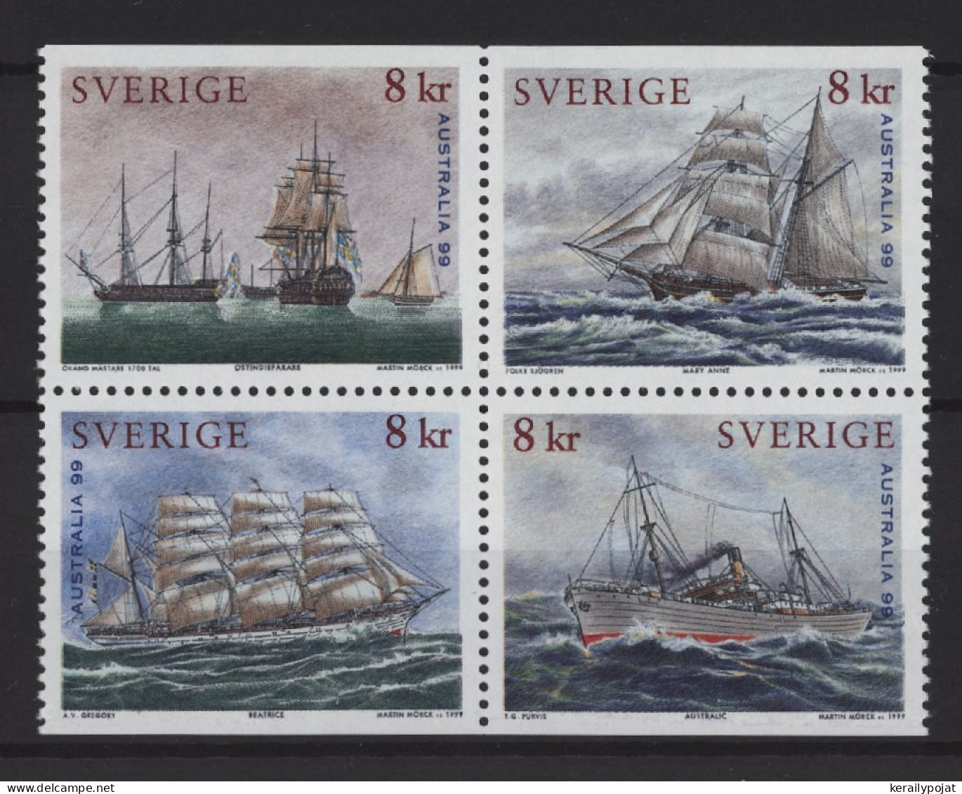 Sweden - 1999 Seafaring History Block Of Four MNH__(TH-25922) - Blokken & Velletjes