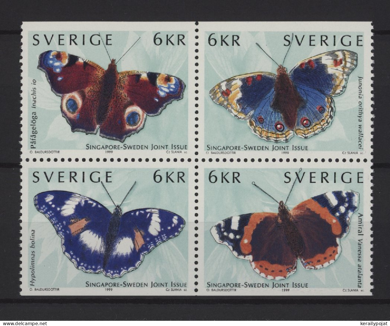 Sweden - 1999 Butterflies Block Of Four MNH__(TH-25924) - Blocks & Sheetlets