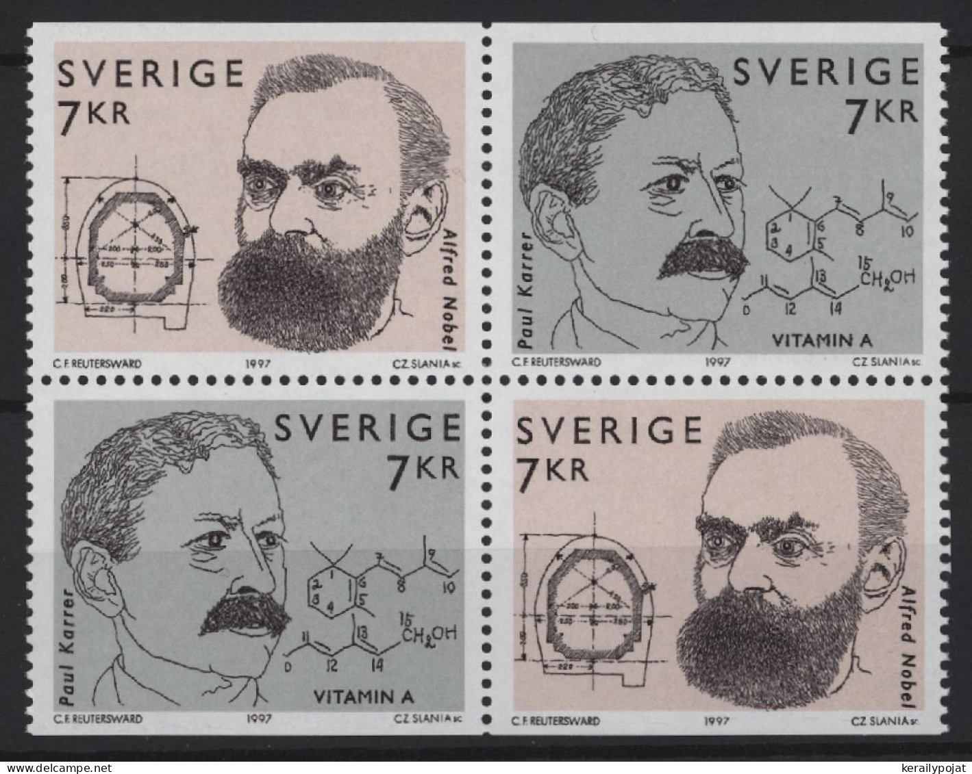 Sweden - 1997 Nobel Prize Block Of Four MNH__(TH-25923) - Blocks & Kleinbögen