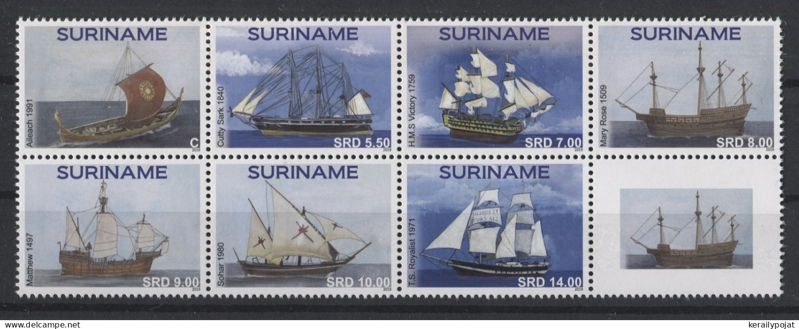 Surinam - 2019 Historic Sailing Ships Block Of Eight MNH__(TH-26226) - Surinam