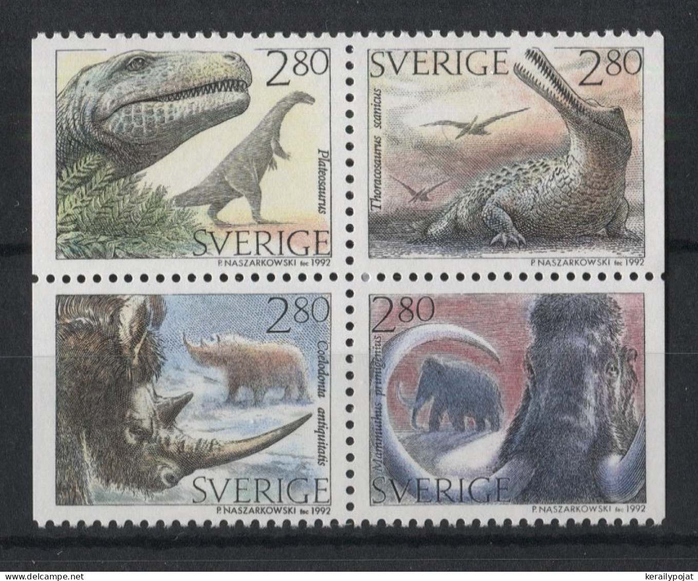 Sweden - 1992 Prehistoric Animals Block Of Four MNH__(TH-23035) - Blocks & Sheetlets