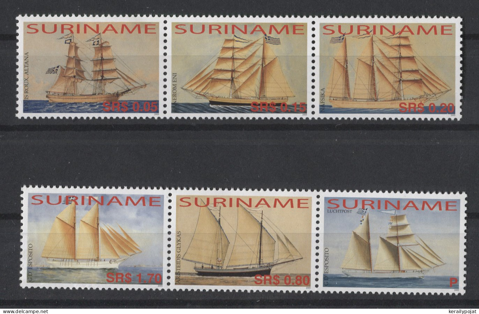 Surinam - 2005 Greek Tall Sailing Ships Strips MNH__(TH-26456) - Surinam