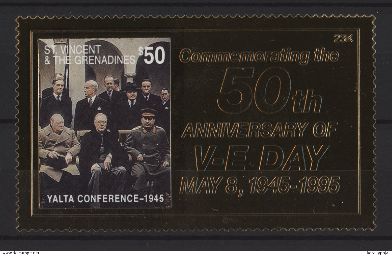 St.Vincent - 1995 Yalta Conference Gold Stamp MNH__(TH-27476) - St.Vincent (1979-...)