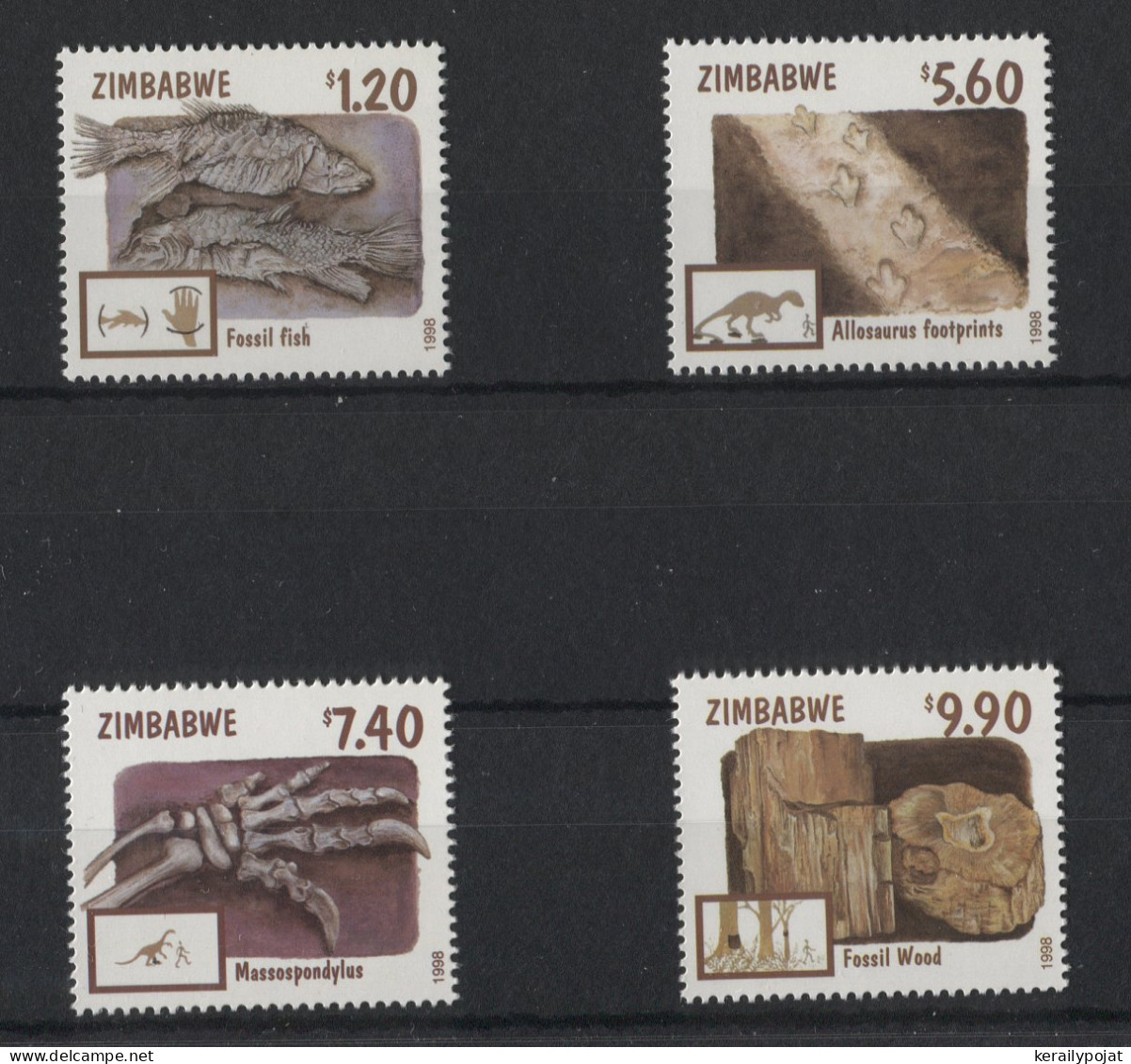 Zimbabwe - 1998 Fossils MNH__(TH-23058) - Zimbabwe (1980-...)