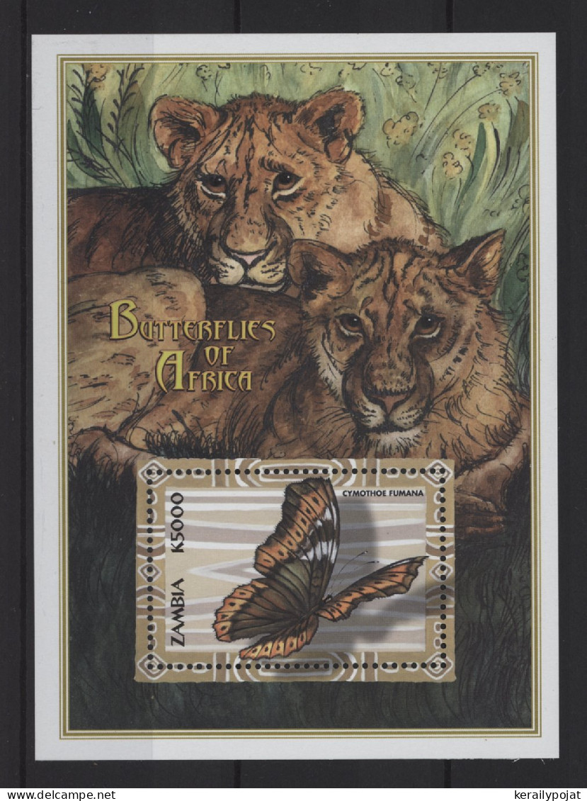 Zambia - 2000 Butterflies Block (2) MNH__(TH-26882) - Zambie (1965-...)