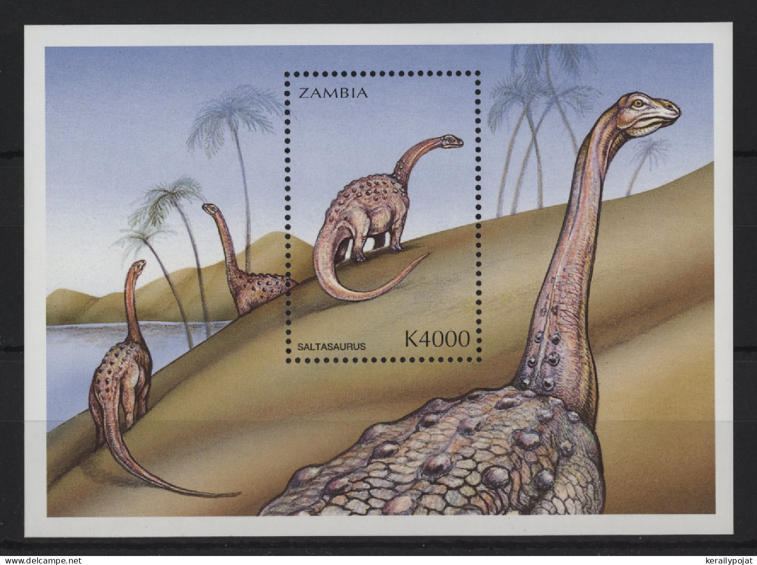 Zambia - 1999 Prehistoric Animals Block (1) MNH__(TH-24466) - Zambie (1965-...)
