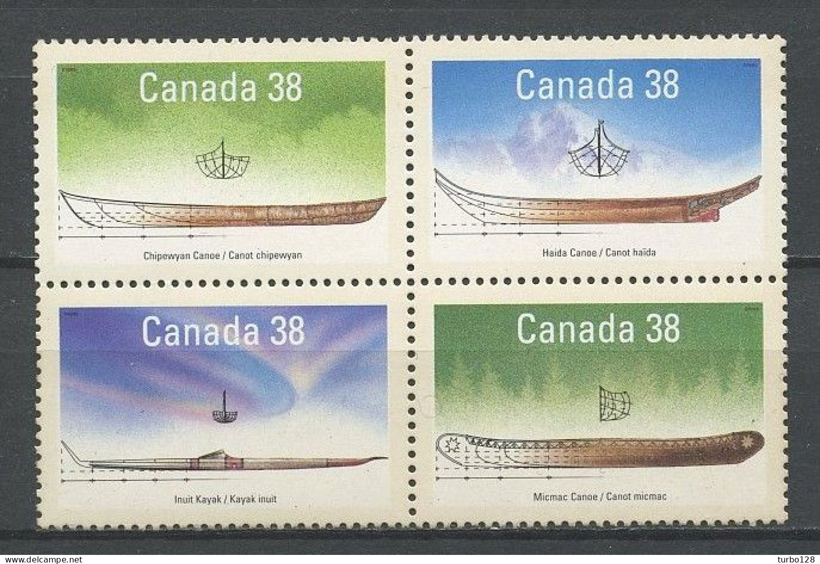 CANADA 1989 N° 1086/1089 ** Neufs MNH Superbes C 5 € Bateaux Boats Canots Chipewyan Haïda Inuit Micmac Transports - Unused Stamps