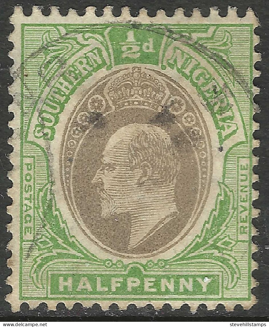 Southern Nigeria. 1904-09 KEVII. ½d Used. Mult Crown CA W/M SG 21. M4003 - Nigeria (...-1960)