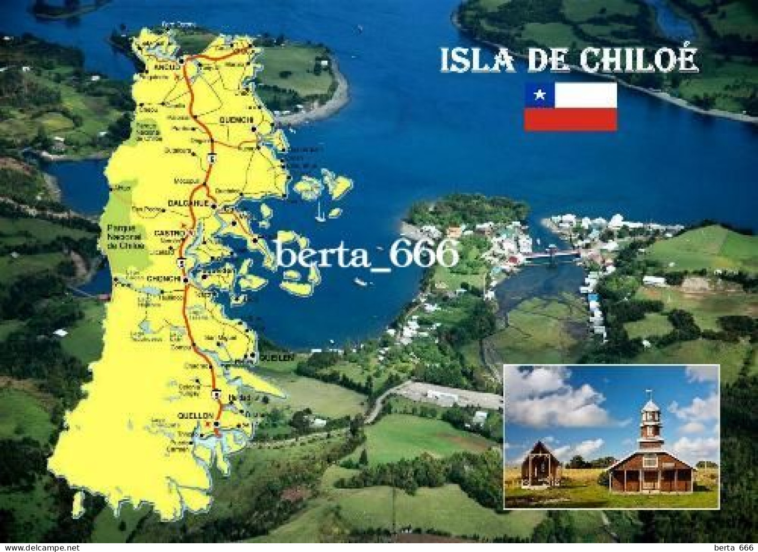 Chile Chiloé Island Map New Postcard * Carte Geographique * Landkarte - Chile