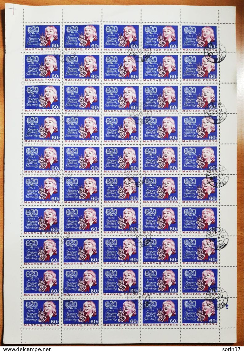 Hungria Pliego 50 Sellos Año 1966 Usado Organización Juvenil - Used Stamps