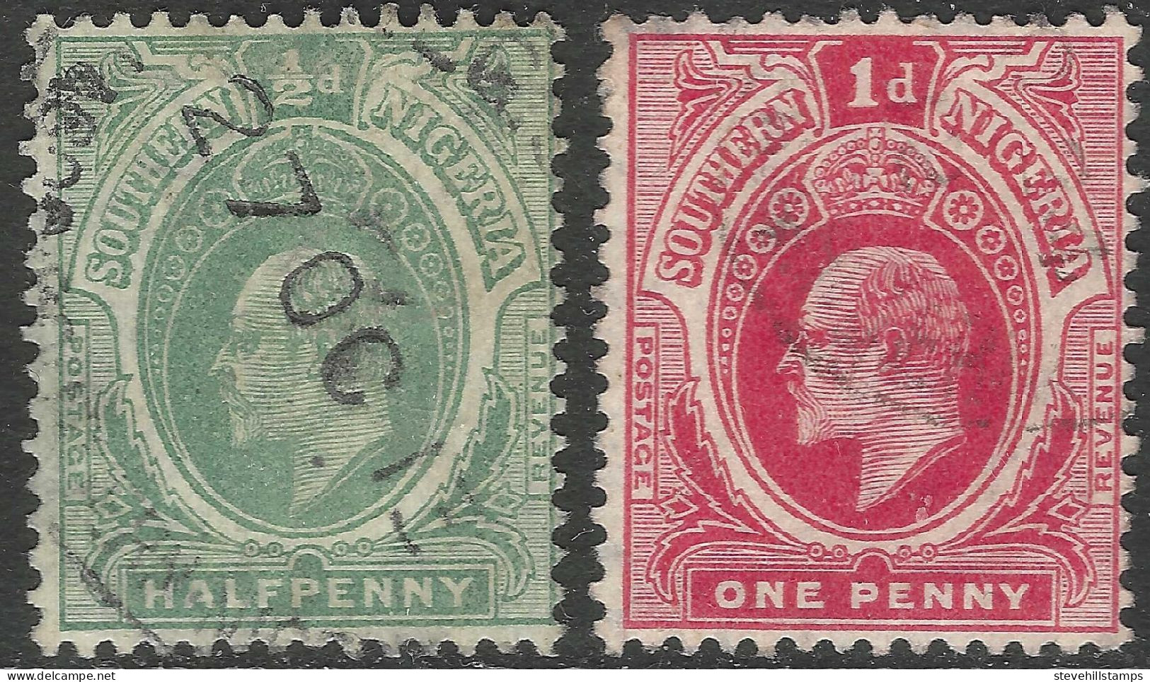 Southern Nigeria. 1907-11 KEVII. ½d, 1d Used. SG 33, 34ab. M4004 - Nigeria (...-1960)