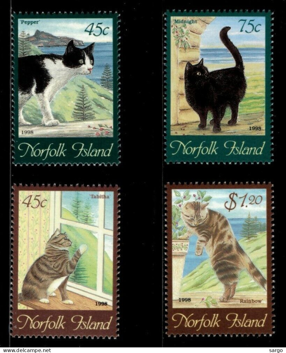 NORFOLK - 1998  - FAUNA - ANIMALS -  CAT - CATS - GATTI - 4 V - MNH - - Katten