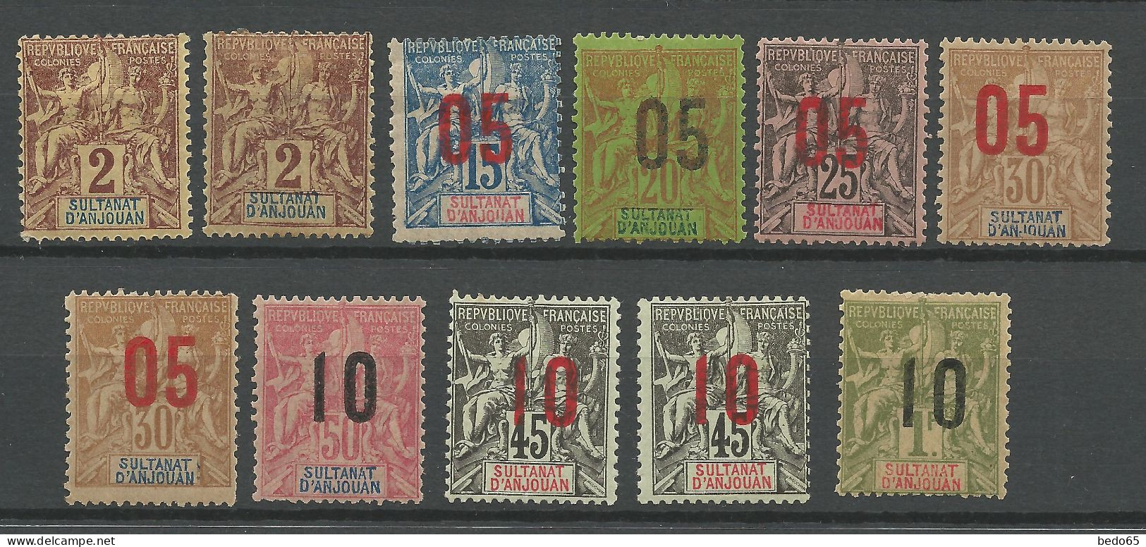 ANJOUAN LOT NEUF* AVEC OU TRACE DE CHARNIERE   / Hinge / MH - Unused Stamps