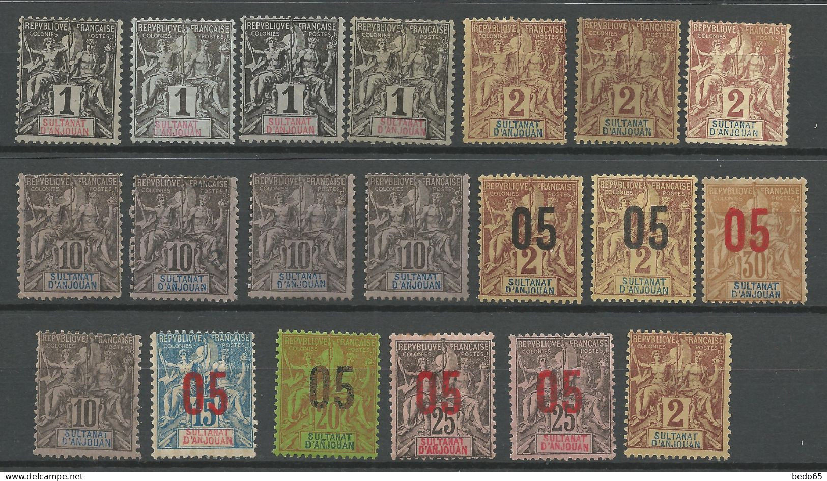 ANJOUAN LOT NEUF(*) Sans Gom - Unused Stamps