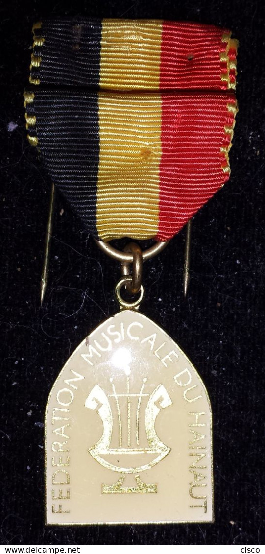 BELGIQUE Médaille D'honneur De La Fédération Musicale Du Hainaut Version Or émaillée - Belgium