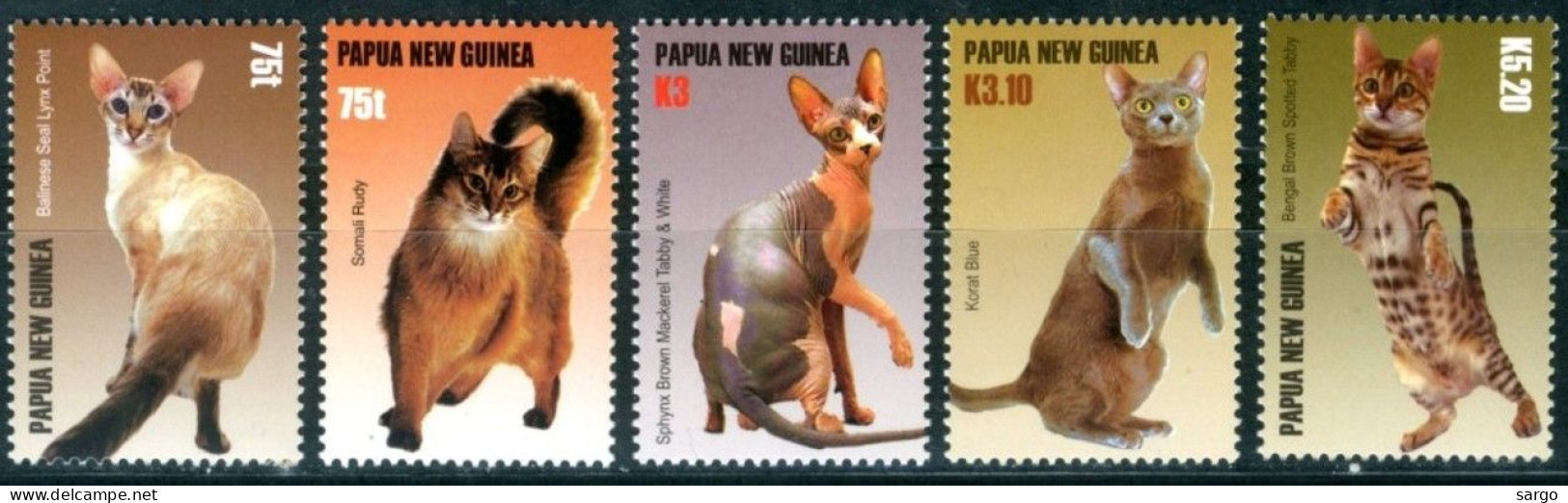 PAPUA NEW GUINEA - 2005  - FAUNA - ANIMALS -  CAT - CATS - GATTI - 5 V - MNH - - Domestic Cats