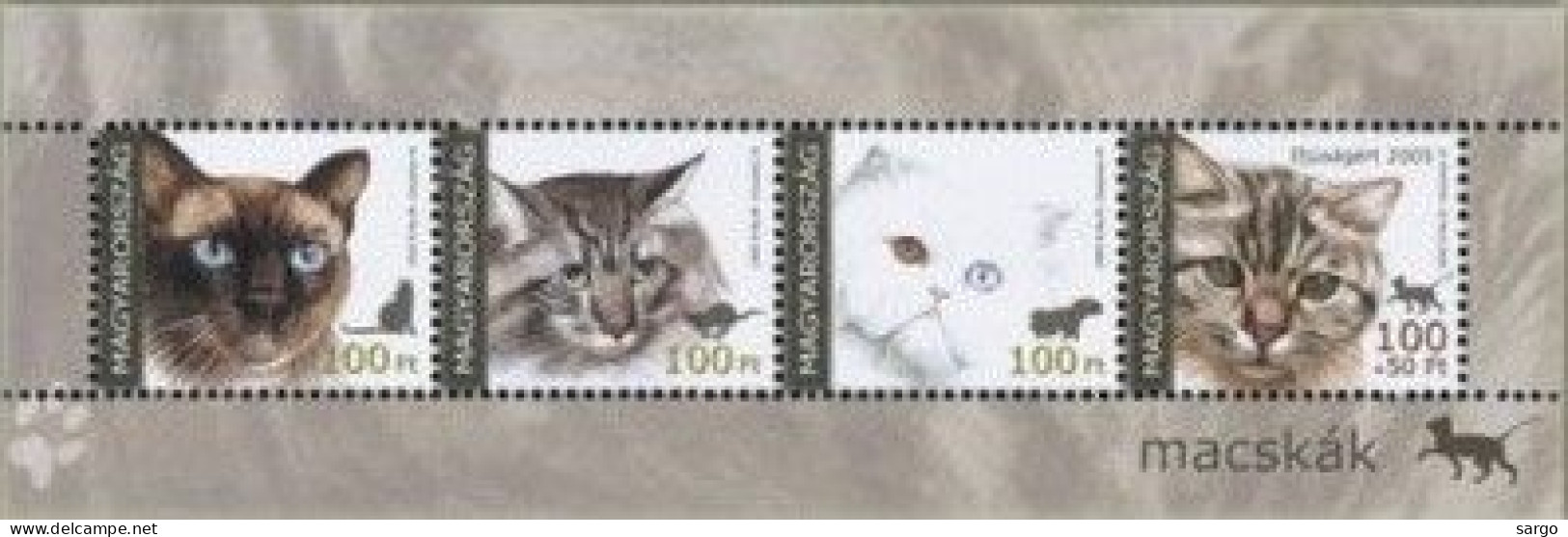 HUNGARY - 2005  - FAUNA - ANIMALS -  CAT - CATS - GATTI - 4 V - MNH - - Domestic Cats