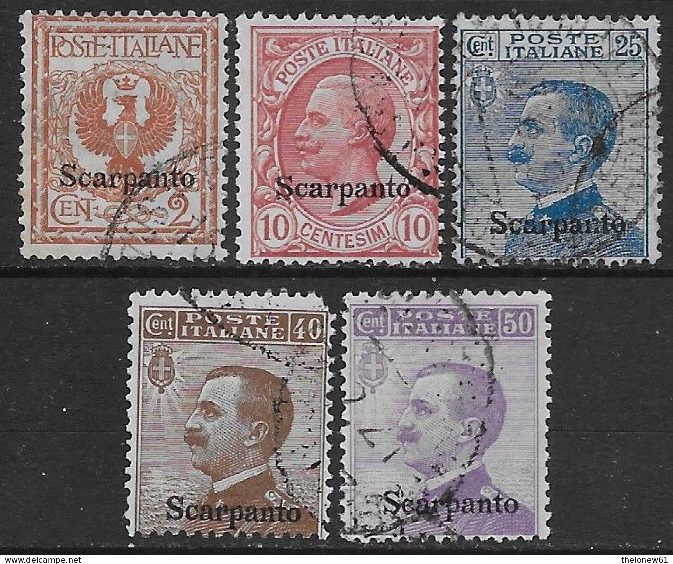 Italia Italy 1912 Colonie Egeo Scarpanto Effigie 5val Sa N.I,3,5-7 US - Ägäis (Scarpanto)