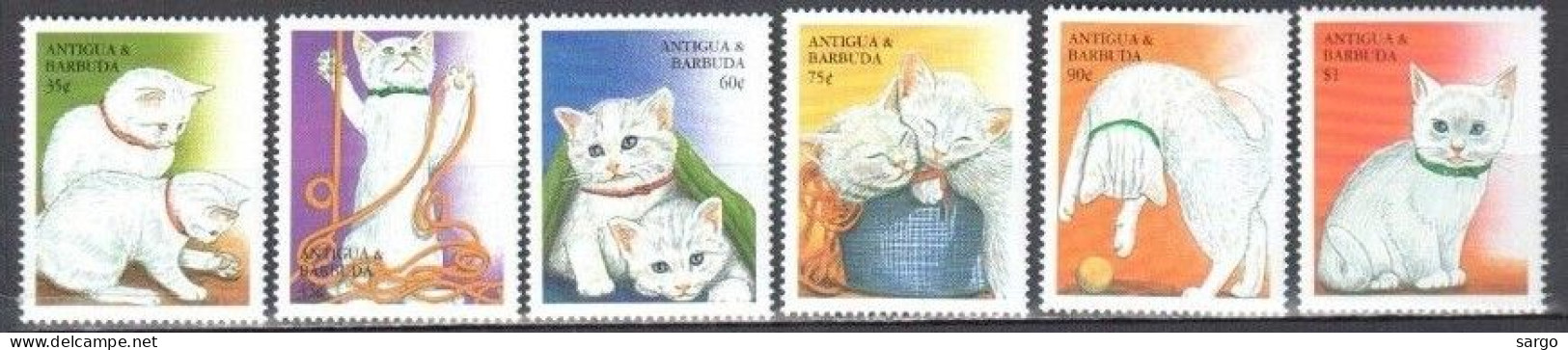 ANTIGUA & BARBUDA - 1999  - FAUNA - ANIMALS -  CAT - CATS - GATTI - 6 V - MNH - - Chats Domestiques