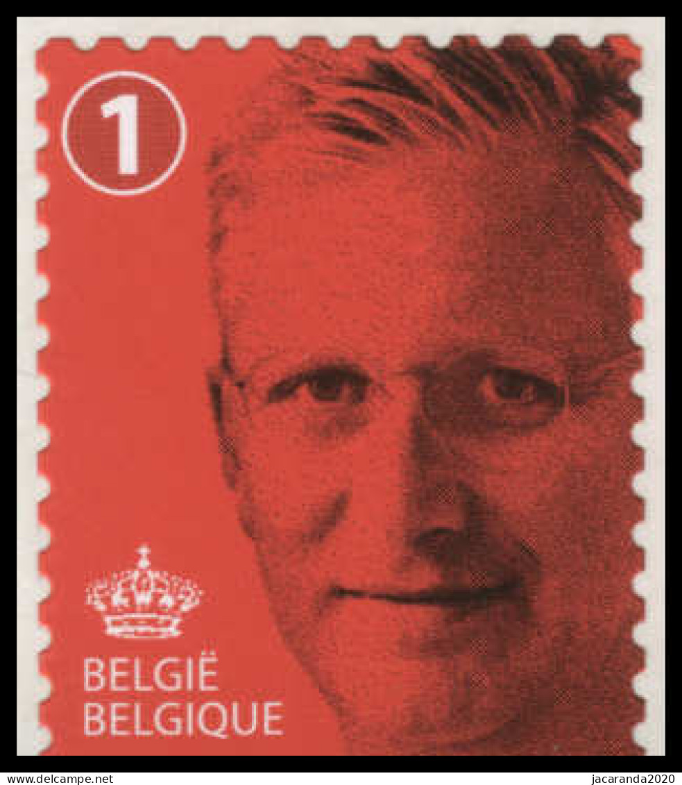 België 4490a - Koning Filip - Roi Philippe - Rood - Cijfer 1 - Onder Ongetand - Unused Stamps