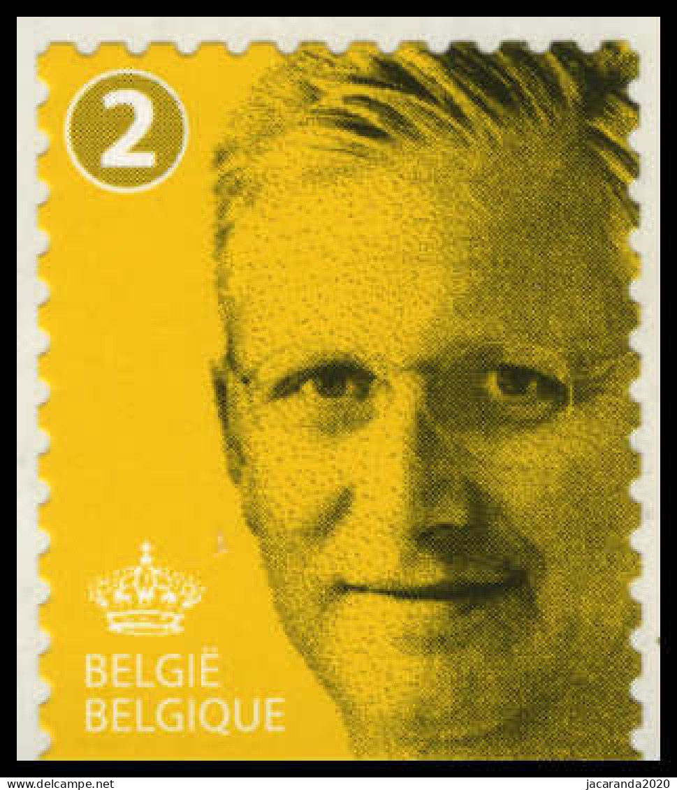 België 4491a - Koning Filip - Roi Philippe - Geel - Cijfer 2 - Onder Ongetand - Neufs