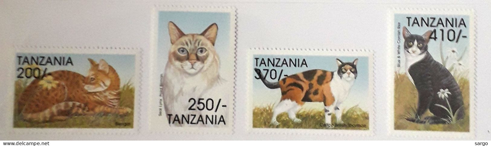TANZANIA - 1999  - FAUNA - ANIMALS -  CAT - CATS - GATTI - 4 V - MNH - - Chats Domestiques