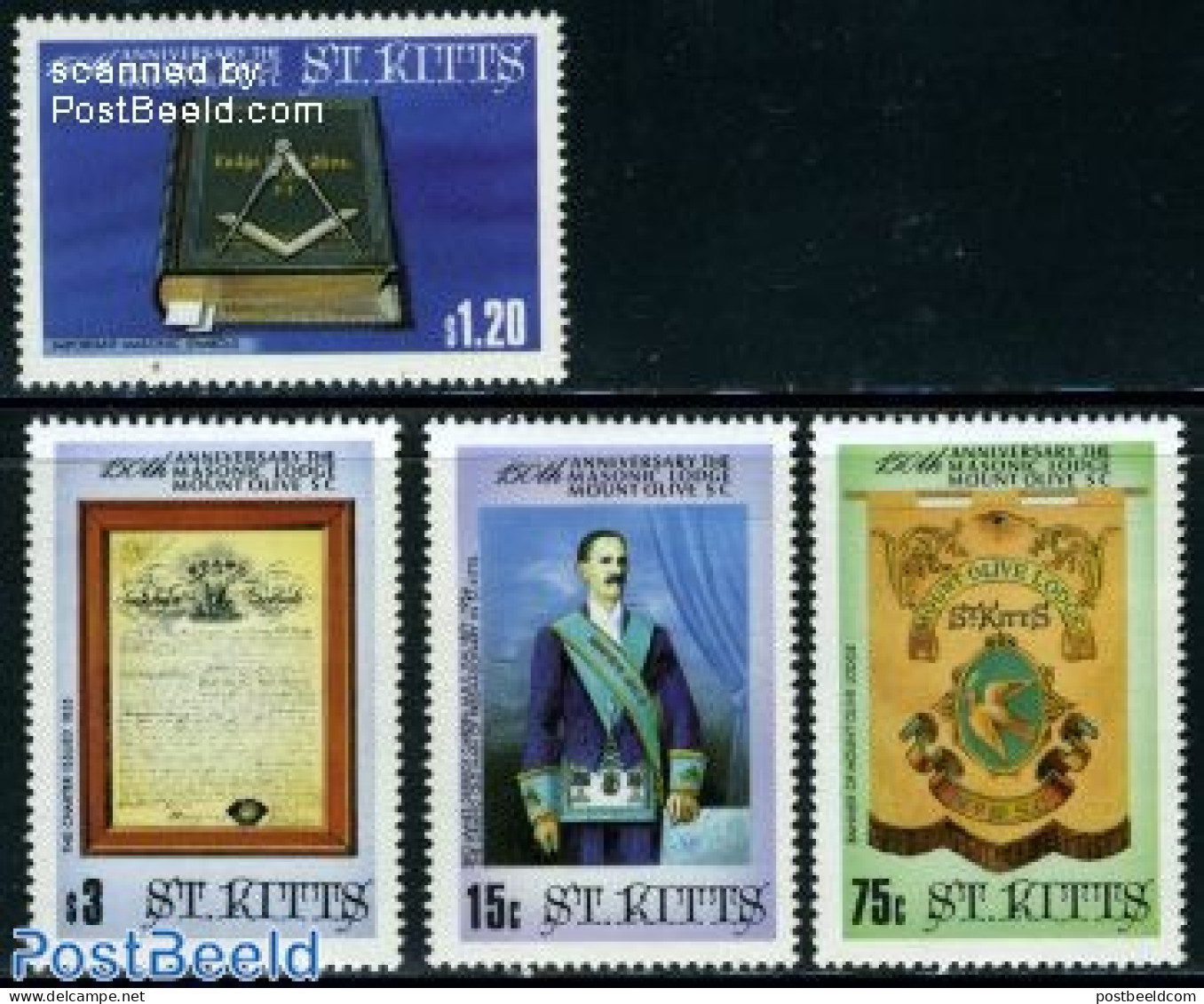 Saint Kitts/Nevis 1985 Mount Olive Lodge 4v, Mint NH, Various - Freemasonry - Art - Books - Handwriting And Autographs - Vrijmetselarij