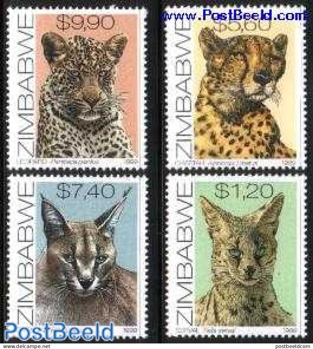 Zimbabwe 1999 Cats & Catlikes 4v, Mint NH, Nature - Cat Family - Cats - Zimbabwe (1980-...)