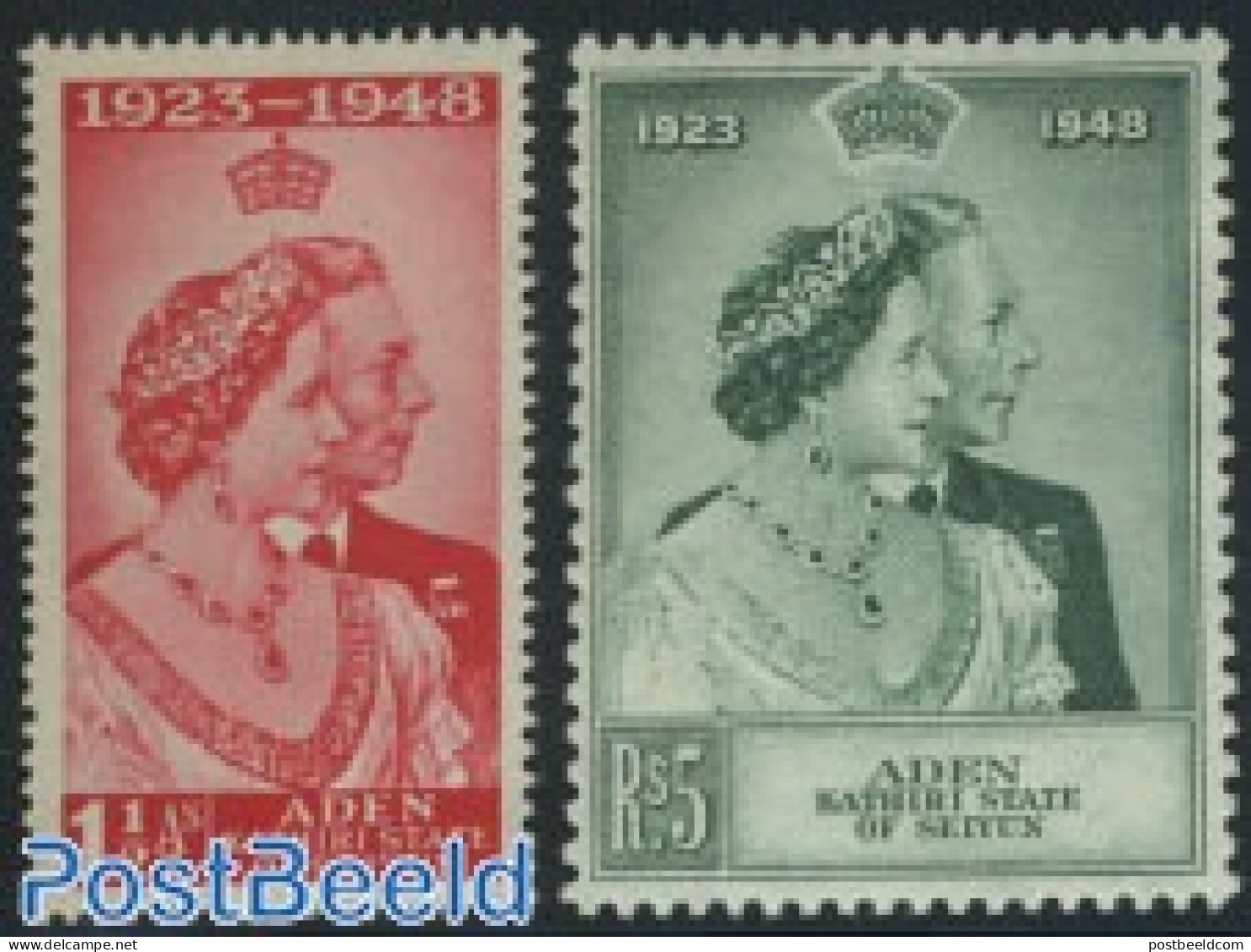 Aden 1949 Seiyun, Royal Silver Wedding 2v, Mint NH, History - Kings & Queens (Royalty) - Familias Reales
